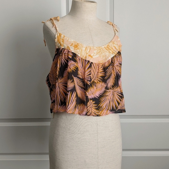 Maaji Crop Top Sleeveless Azahar Clouds Palm Floral Print Swing Style M NWT - Picture 4 of 16